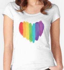 LGBTQ Aquarell Liebe Herz Tailliertes Rundhals-Shirt