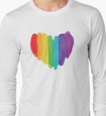 LGBTQ Watercolor Love Heart Long Sleeve T-Shirt