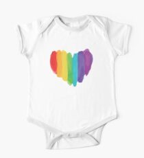 LGBTQ Watercolor Love Heart Short Sleeve Baby One-Piece