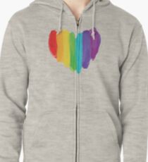 LGBTQ Aquarell Liebe Herz Hoodie mit Reißverschluss