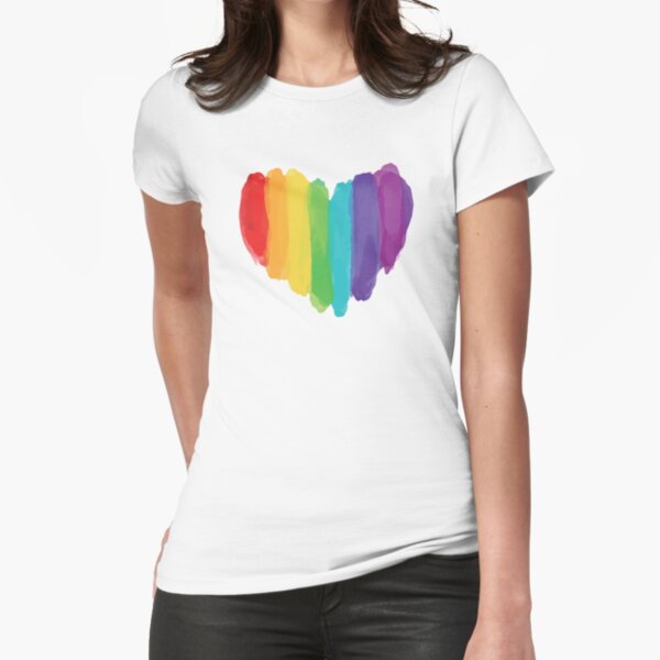 LGBTQ Watercolor Love Heart Fitted T-Shirt