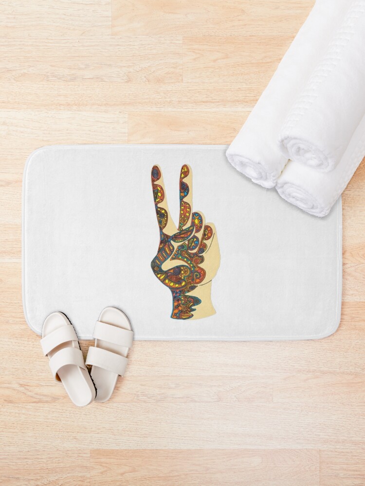 Alternate view of Orange and Teal VSCO Peace Hands Bath Mat
