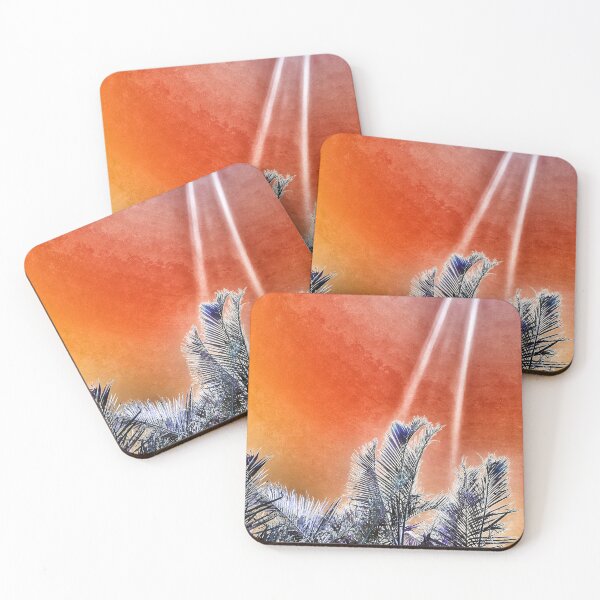 Item preview, Tropical Vibes Palm Fronds Silhouette and Grungy Orange Background designed and sold by Beachy.