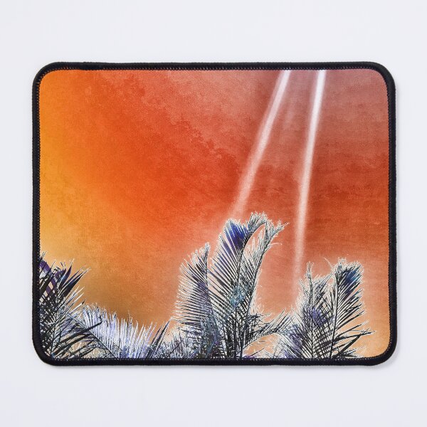 Item preview, Tropical Vibes Palm Fronds Silhouette and Grungy Orange Background designed and sold by Beachy.