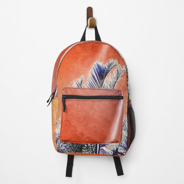 Item preview, Tropical Vibes Palm Fronds Silhouette and Grungy Orange Background designed and sold by Beachy.