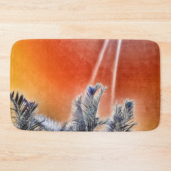 Item preview, Tropical Vibes Palm Fronds Silhouette and Grungy Orange Background designed and sold by Beachy.