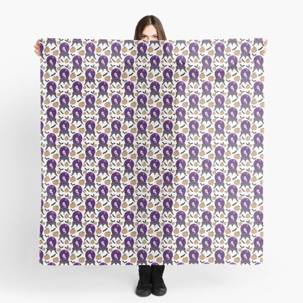 Crystal Ball Ghost with Bats and Pumpkins Scarf