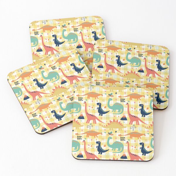 Item preview, Dinosaurs and Yellow plaid  designed and sold by Mimo & Co..