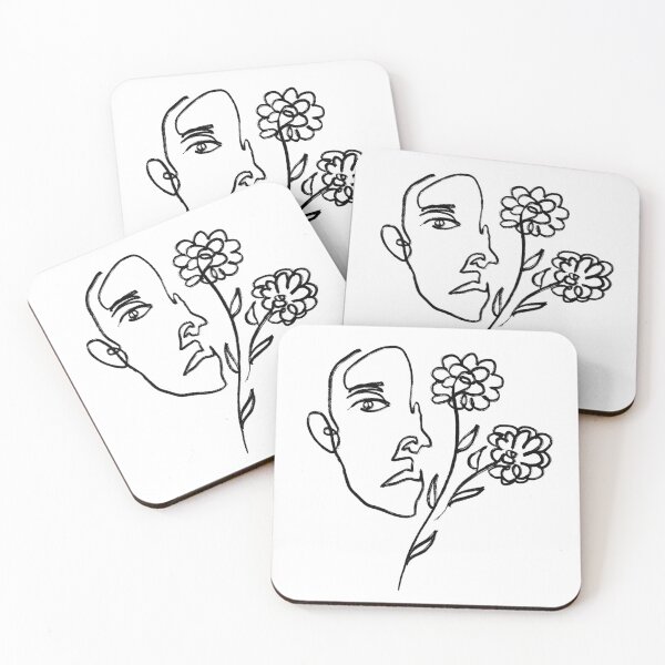 Aperçu de l'œuvre Art minimal d'un demi-visage et de fleurs créée et vendue par JEllen1.