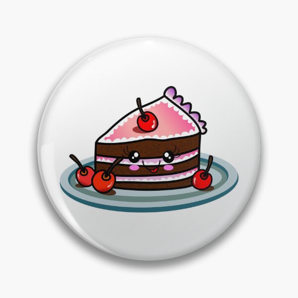 Item preview, Kawaii Chocolate Cherry Cake Slice With Cute Face designed and sold by CreativeCranium.