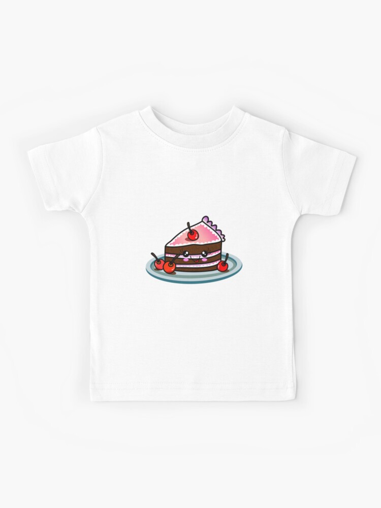 Kawaii Chocolate Cherry Cake Slice With Cute Face