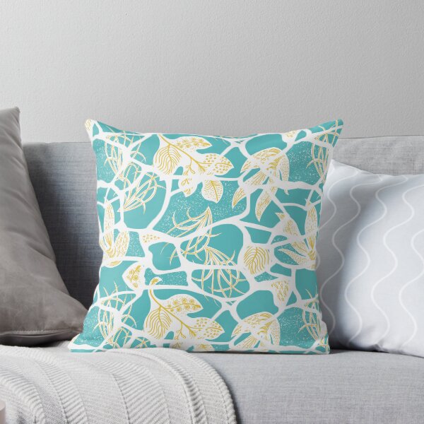 Item preview, Kintsugi Florals - Goldenrod on Aqua designed and sold by bmfabricdesigns.