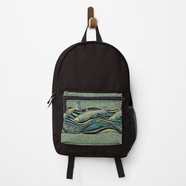 Item preview, Salmon Running on Moss Green designed and sold by Salzanos.