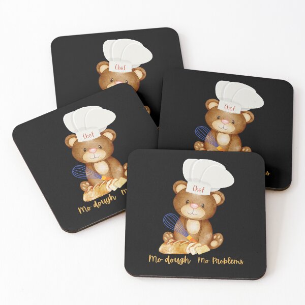 Item preview, Cute Teddy Bear Chef Baker Funny Quote Mo' Dough Mo' Problems designed and sold by two7designs.