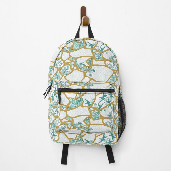Item preview, Kintsugi - Teal on White designed and sold by bmfabricdesigns.