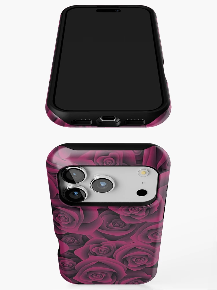 Thumbnail 3 of 4, iPhone Case, Painted Raspberry Red Roses designed and sold by HappyLifeCreate.