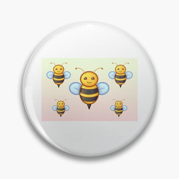 Item preview, Kawaii Bumble Bees With Precious Faces On Yellow Gradient Background designed and sold by CreativeCranium.