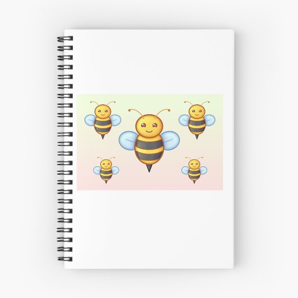 Item preview, Kawaii Bumble Bees With Precious Faces On Yellow Gradient Background designed and sold by CreativeCranium.