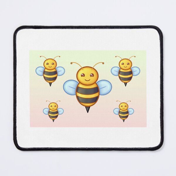 Item preview, Kawaii Bumble Bees With Precious Faces On Yellow Gradient Background designed and sold by CreativeCranium.