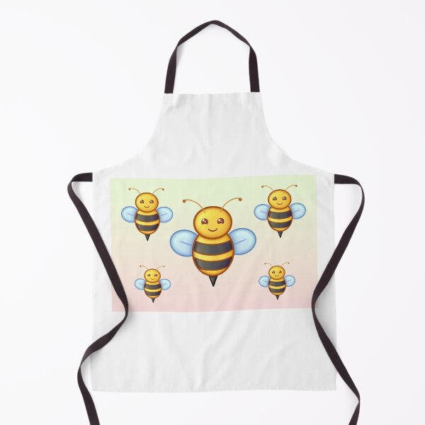 Item preview, Kawaii Bumble Bees With Precious Faces On Yellow Gradient Background designed and sold by CreativeCranium.