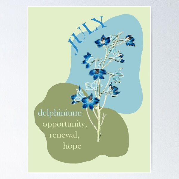Item preview, July Birthday Month Flower - Delphinium Meaning: Language of Flowers designed and sold by anthologies.