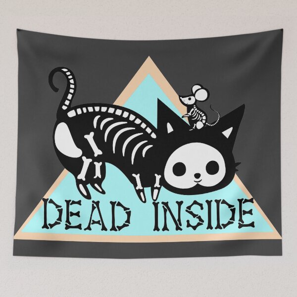 Item preview, Dead Inside Skeleton Kitty And Mouse Blue designed and sold by ChiweenieHobbit.