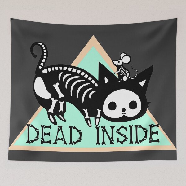 Item preview, Dead Inside Skeleton Kitty And Mouse Green designed and sold by ChiweenieHobbit.