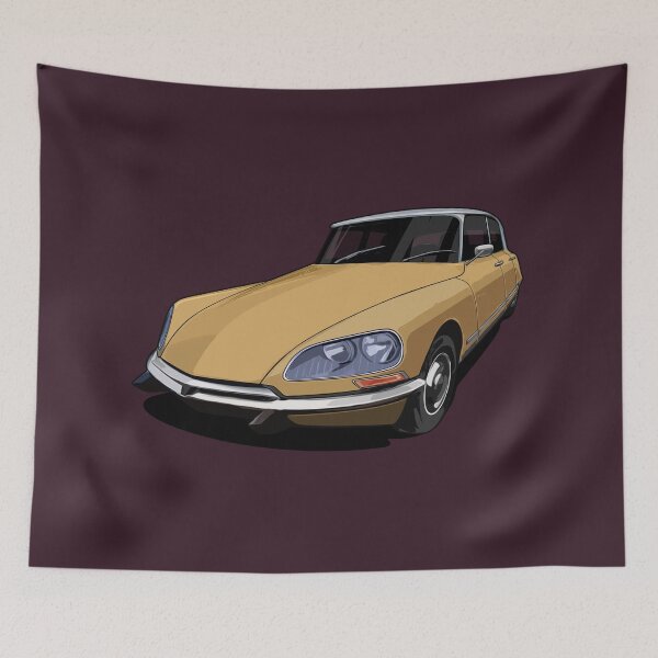 Item preview, French iconic DS Citroen Illustration Graphic Artwork (mustard yellow) designed and sold by SketchNinja.
