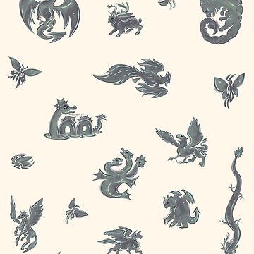 Artwork thumbnail, Metal Fantasy Creatures Set Silver (Bright Background) by BlazeraptorGirl