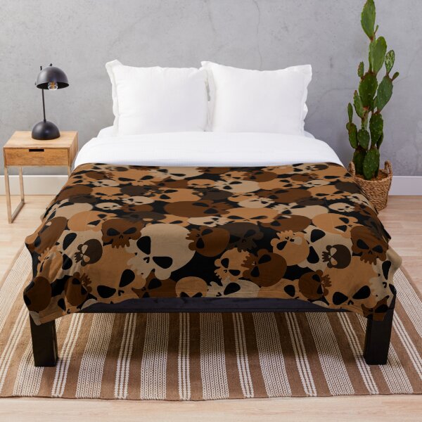 Item preview, Cute Skull Pillow Brown Army Light Dark Brown Camouflage Pillow Skulls Pattern  designed and sold by Stephen Scharf.