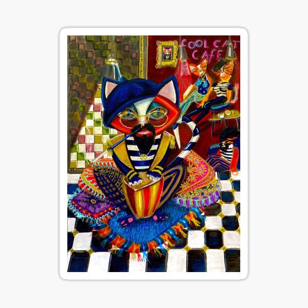 " Cool Cats Cafe" Sticker for Sale by almalee Redbubble