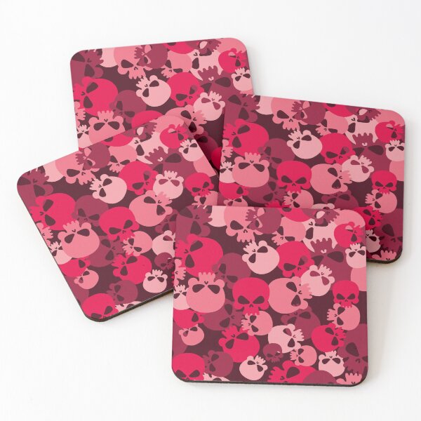 Item preview, Pink Cute Skull Pillow Black White Army Camouflage Pillow Valentine's Day Red Skulls Pattern  designed and sold by Stephen Scharf.