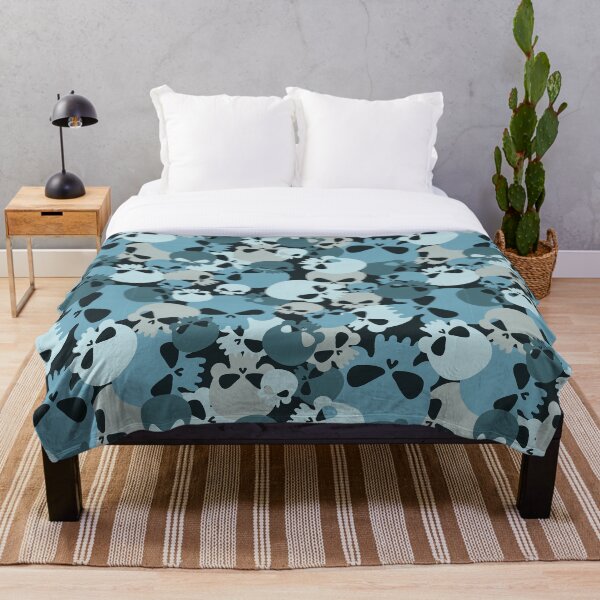 Item preview, Cute Skull Pillow Azul Blanco Aqua Camuflaje Almohada Light Dark Blue Skulls Pattern designed and sold by Stephen Scharf.