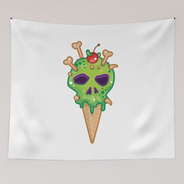 Item preview, Green Skull Ice Cream Cone With Wormy Cherry On Top designed and sold by CreativeCranium.