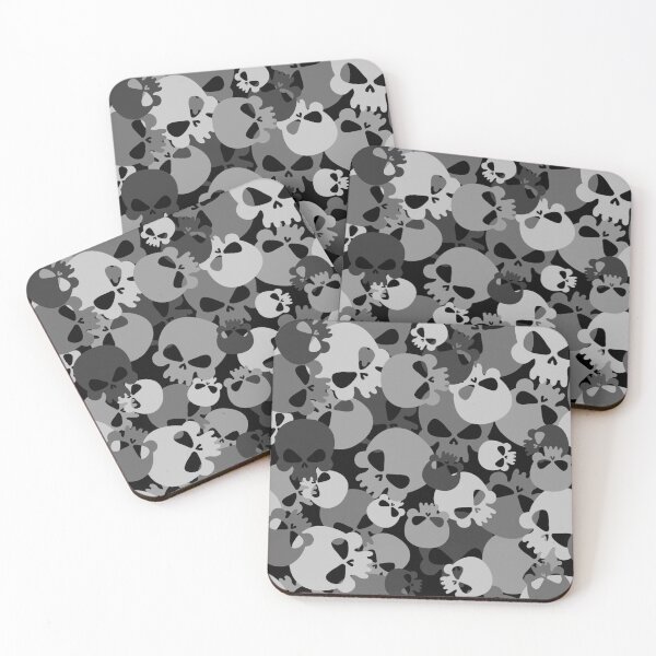 Item preview, Cute Skull Pillow Black White Army Camouflage Gray Pillow Skulls Pattern  designed and sold by Stephen Scharf.