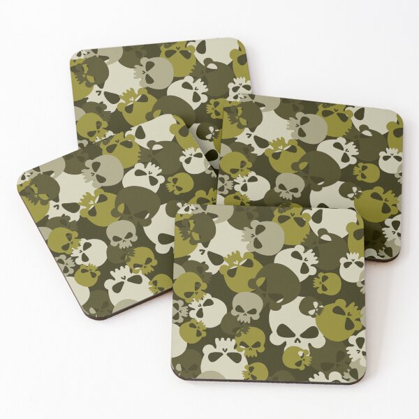 Item preview,  Cute Skull Pillow Green Olive Brown Camouflage Pillow Light Dark Green Skulls Pattern  designed and sold by Stephen Scharf.