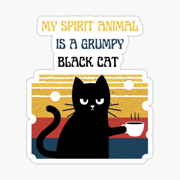 Grumpy Black Cat Stickers