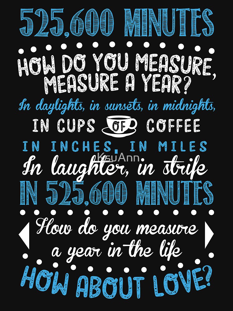 "How Do You Measure A Year In Life?" Tshirt by KsuAnn Redbubble