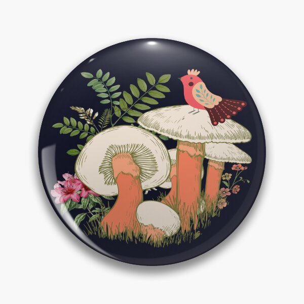 Item preview, Bird Standing On a Mushroom and Pink Flowers designed and sold by adoredigitals.