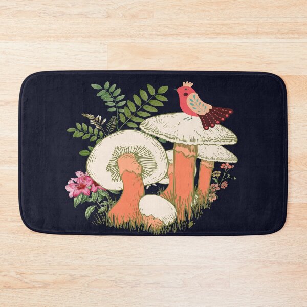 Item preview, Bird Standing On a Mushroom and Pink Flowers designed and sold by adoredigitals.