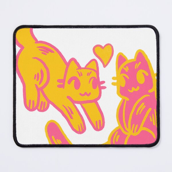 Item preview, Yellow and pink love cats  designed and sold by PeachieCenzie.