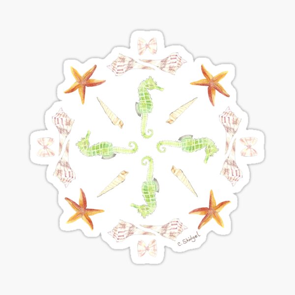 Seahorse Mandala - Blue - Watercolor Sticker