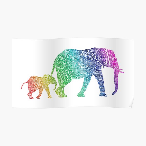 Zentangle Elephants Poster