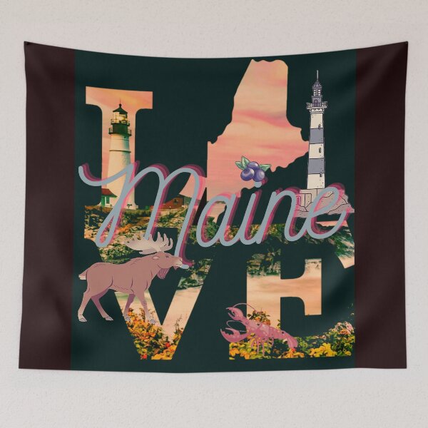 Item preview, I love maine in orange and blue designed and sold by Laree Jones.