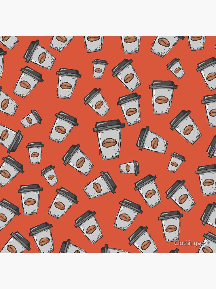 "Coffee Seamless Pattern, Reusable Cup Drawing " Sticker for Sale by
