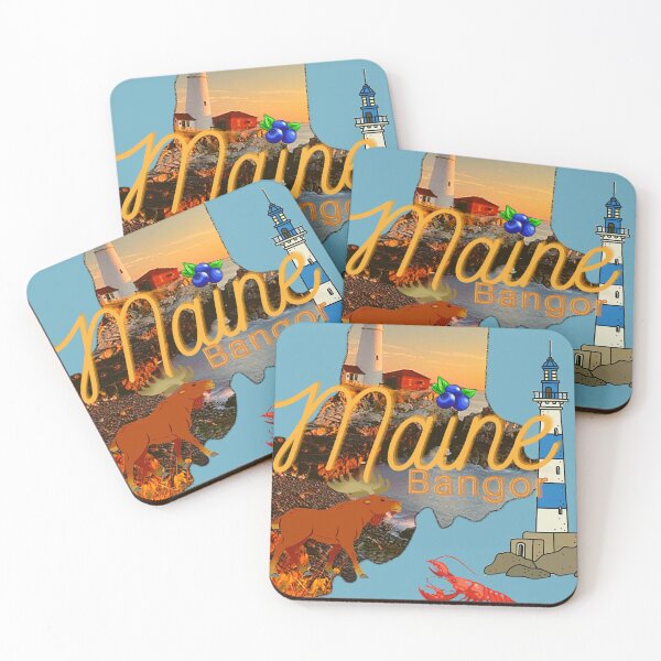 Item preview, State of maine Bangor in orange and blue designed and sold by Laree Jones.