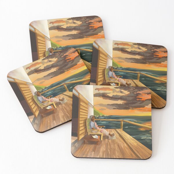 Item preview, Old Woman sits staring at a Cloudy Sunset designed and sold by Jessiemay-arts.