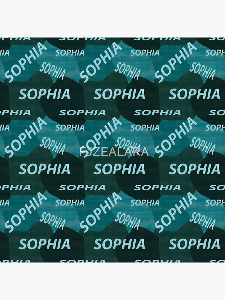 Pegatina Patr N Sin Fisuras Con El Nombre Sophia En Colores Azules Y Textura De Acuarela De