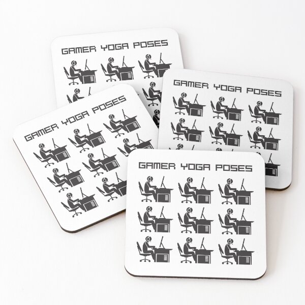 Item preview, Gamer Yoga Poses - Funny Video Game "yoga poses" for gamers (black edition) designed and sold by Technobesity.
