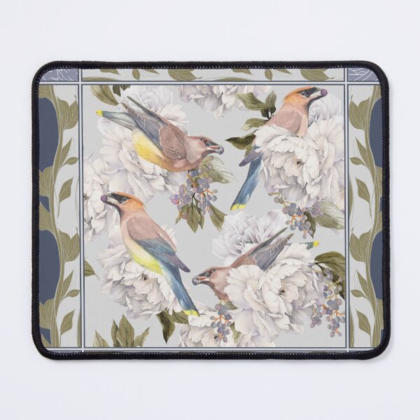 Item preview, Cedar Waxwings and Peonies designed and sold by The Willow Of  Rain City.